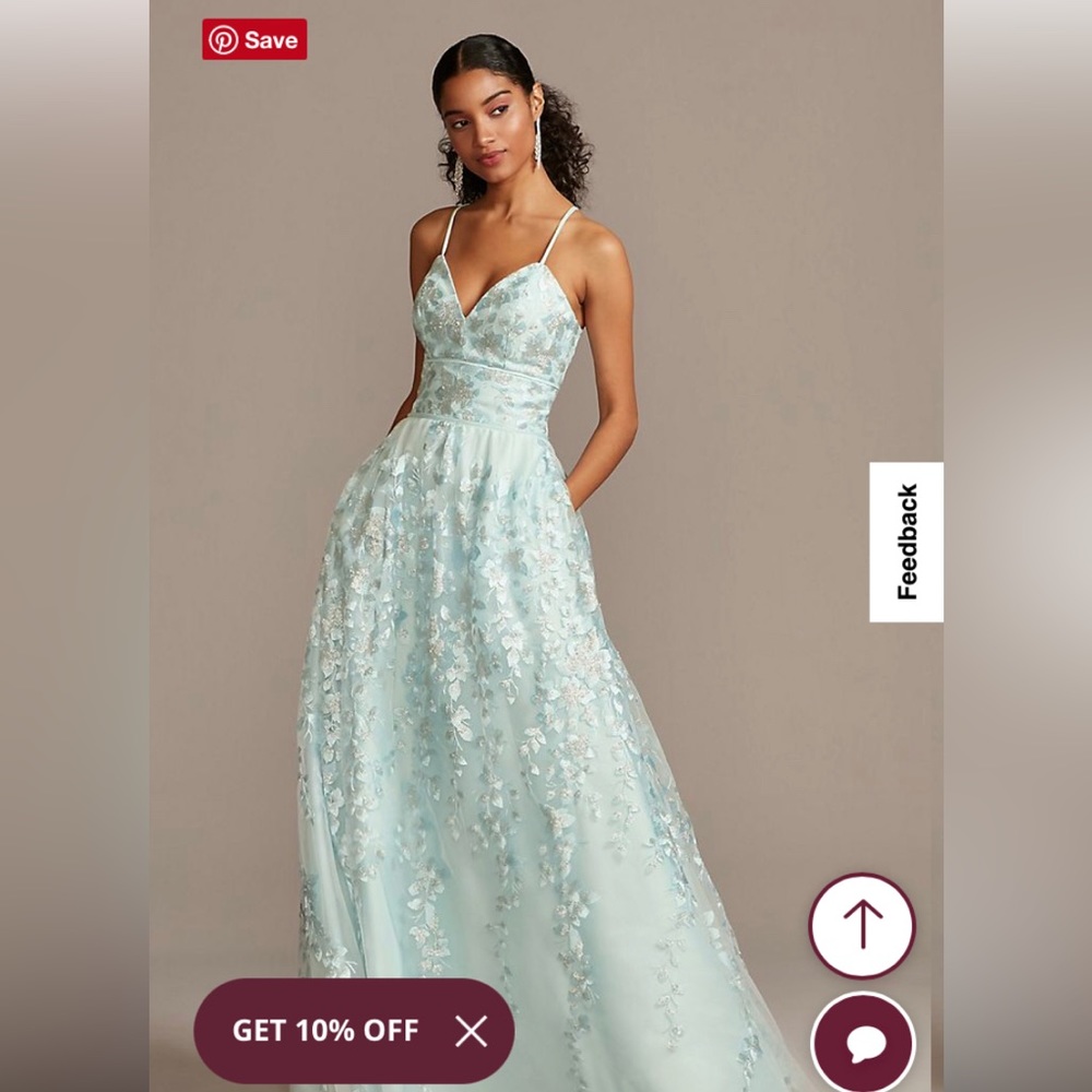 David’s Bridal lace wedding prom homecoming dress gown size 16 Cinderella